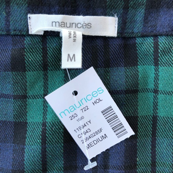 Maurices blue plaid button front baby doll top size medium - Picture 3 of 12